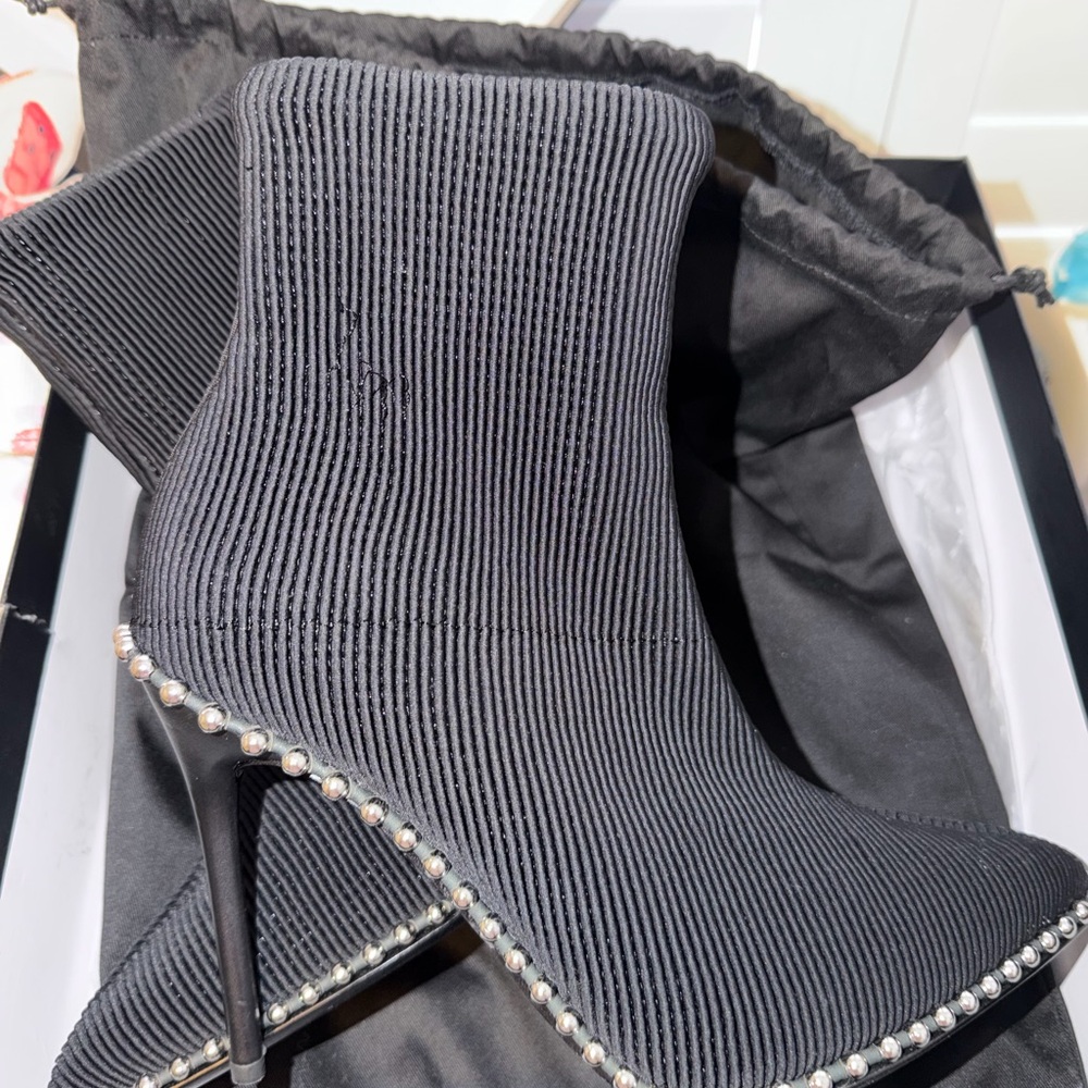 Alexander Wang Black Ribbed Heeled Boots